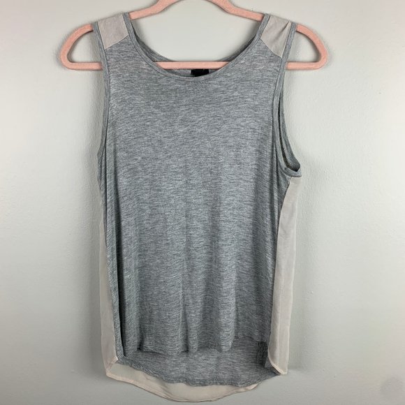 J. Crew Tops - J. Crew Prima Jersey Chiffon-Back Tank Top Size XS Gray Cream Mixed Media